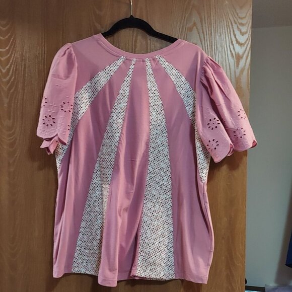 LOGO by Lori Goldstein Flutter Sleeve Mixed Media Top - Picture 4 of 4